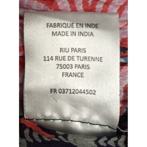 RIU Paris Women's Rectangular Multicolored Leaf Print Cotton Crinkle Long Scarf - Picture 8 of 8